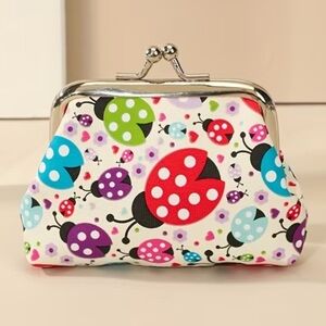 🐞❤️🐞 WHITE COLORFUL LADYBUG COIN PURSE  ~ 🐞❤️🐞